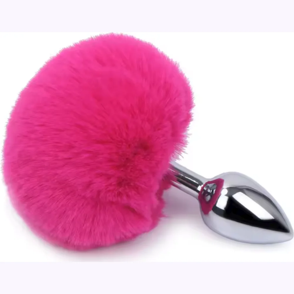 Plug Anal Metálico con Cola de Peluche Soft Pink